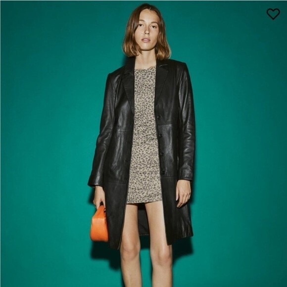 REFORMATION Tomas Long Sleeve Mini Dress in Brown Cheetah L NWOT - Picture 14 of 15